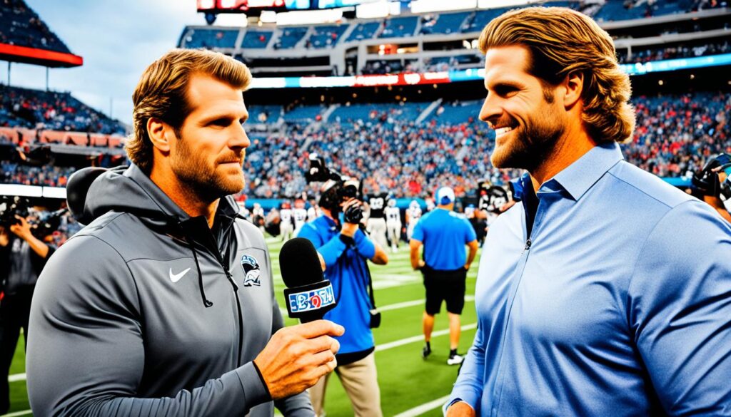 Kevin Burkhardt and Greg Olsen in action