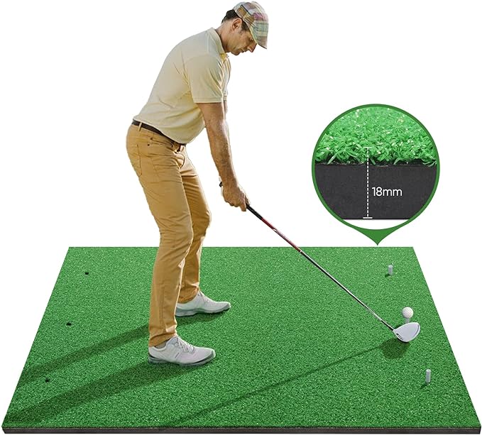 Golf Training Mat, 5x4ft Thickening Golf Hitting Mat, Home Golf Turf Practice Mats for Indoor & Outdoor, Golf Chipping Game Training Aids with Rubber Tees - Gifts for Men/Golf Lovers/Beginner