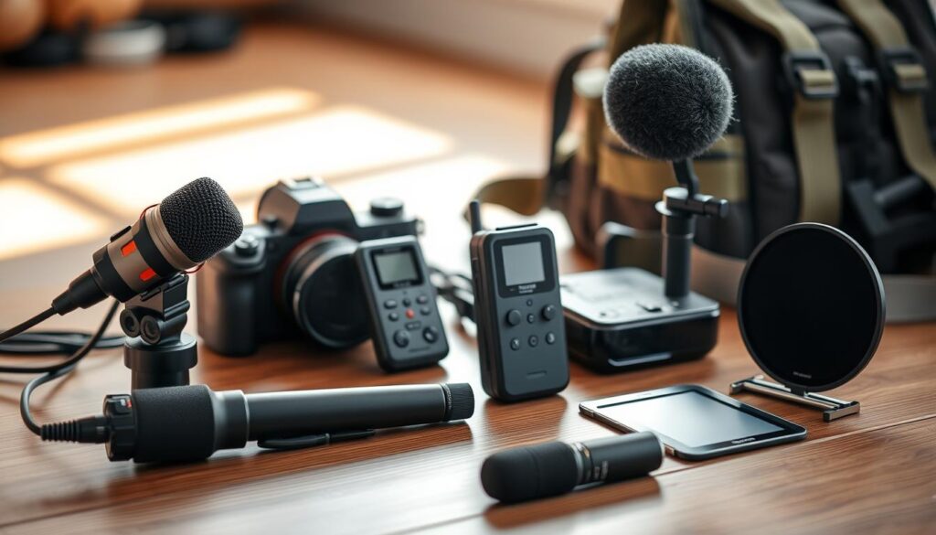 Travel vlogging audio equipment