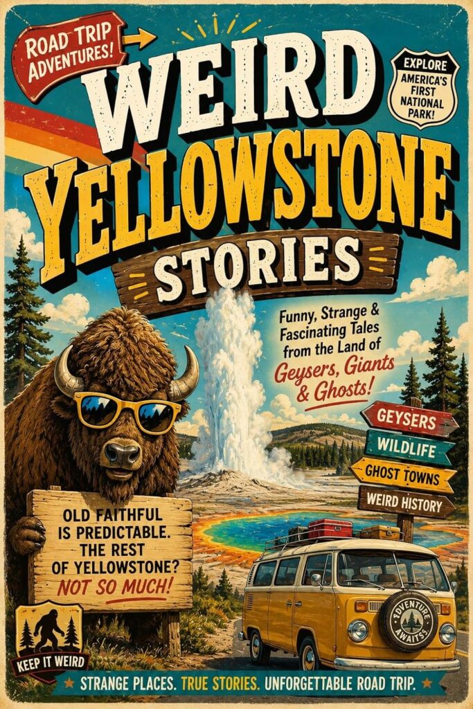 takes listeners and readers into one of America’s most famous national parks and reveals that Yellowstone is much more than geysers and postcard views. This book explores strange park history, wild animal encounters, eerie landscapes, tourist mistakes, bizarre natural features, and the kind of wilderness stories that make Yellowstone feel both beautiful and slightly unhinged.