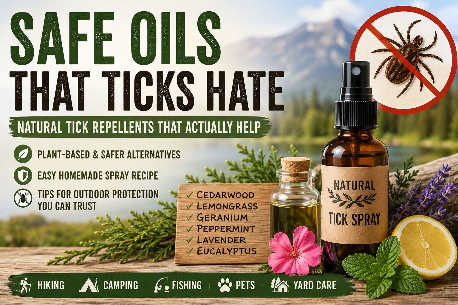 Natural tick repellent spray ingredients listed