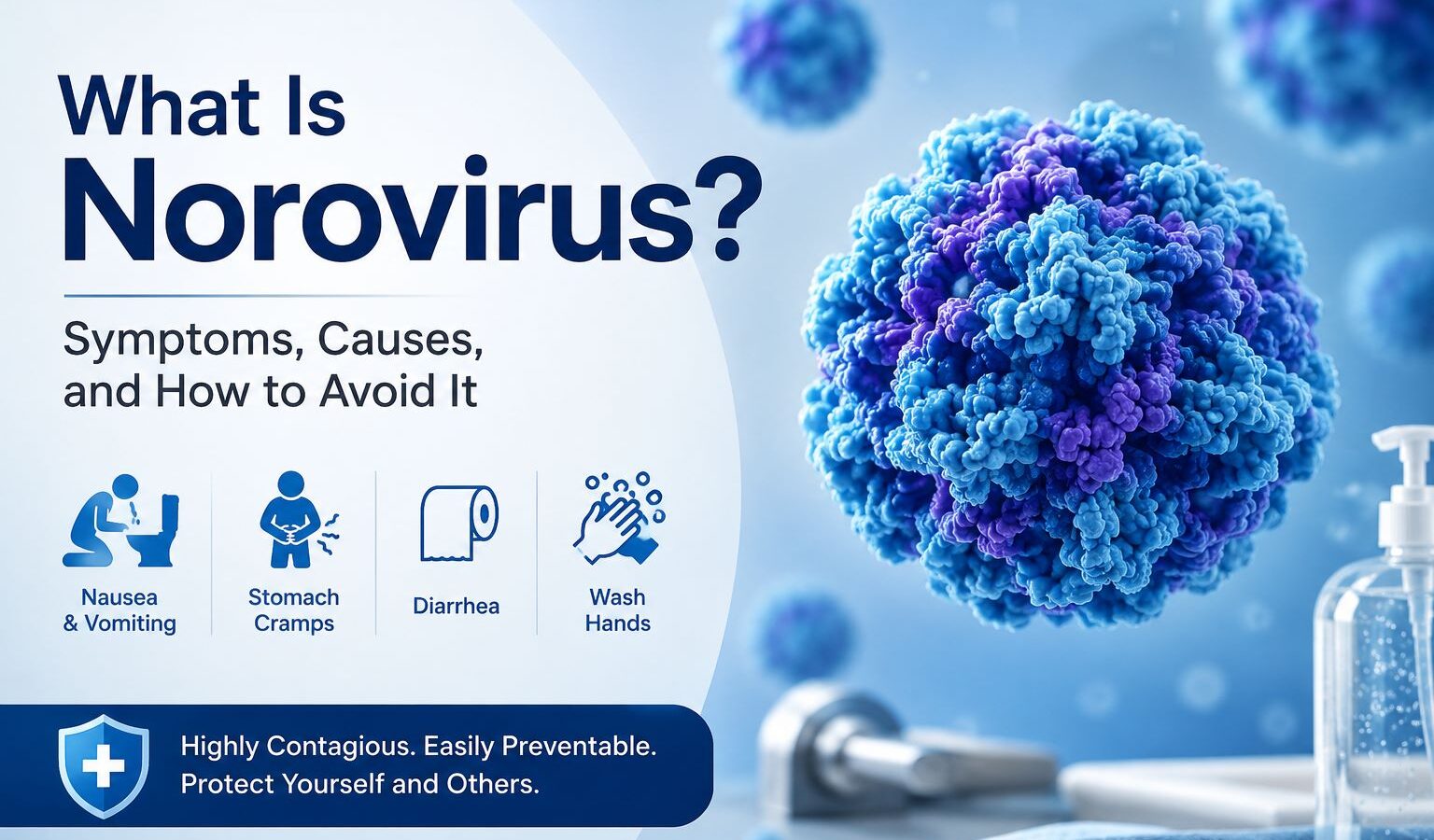 Information about norovirus prevention and symptoms.
